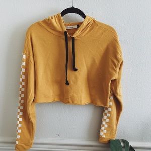 Mustard Yellow Cropped Hoodie